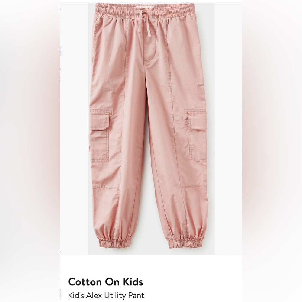 Cotton On Girls 7 Pink Elastic Waist Cargo Pants